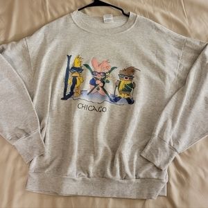 90s Vintage Crewneck Ski Cartoon Graphic